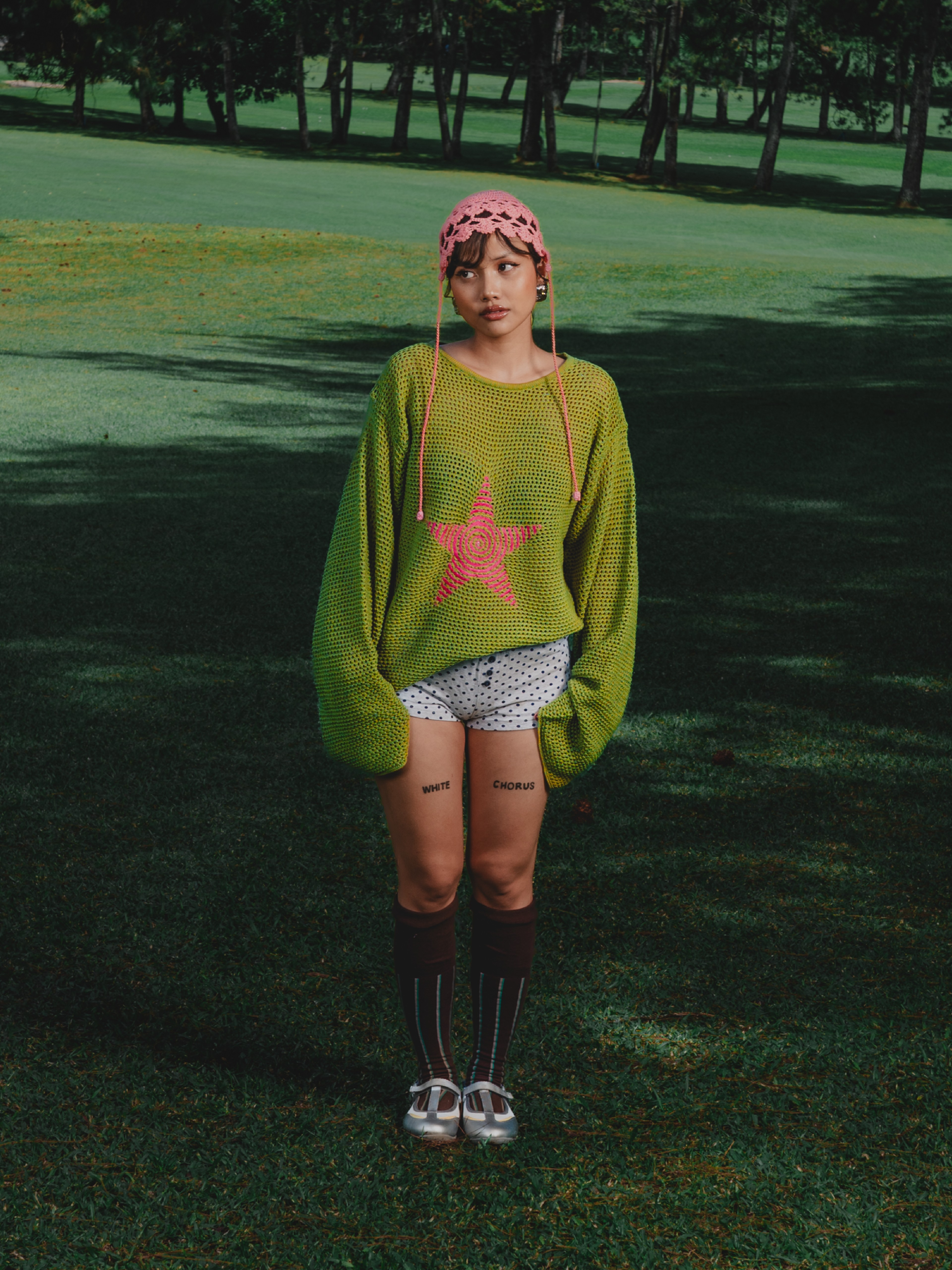 Purple Knit Dress with Embroidered Shorts